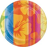 Creative Converting 8 Count Sturdy Style Paper Dessert Plates, 7", Sunset Stripes