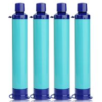 Membrane Solutions Portable Water Filter Straw Filtration Straw Purifier Survival Gear for Hiking, Camping, Travel, and Emergency, Blue, 4 pack