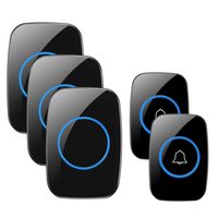 Wireless Doorbell, FullHouse Waterproof Door Chime Kit Includes Push Button Transmitter and Plug-In Receiver, Over 1000 feet Range, CD Quality Sound and LED Flash (2 Transmitter + 3 Receiver Black)