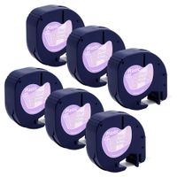 6-Pack LetraTag Transparent 16952 Refills 12mm Replace Dymo Black on Clear Plastic Label Tape 12mm x 4m, 1/2 Inch x 13 Feet Labeling Tape Compatible Dymo Letra Tag Printer LT100H LT100T LT110T XR