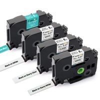 Replace P Touch TZ 12mm 0.47 Inch Laminated Label Tape (Glitter Starry Rainbow White/Clear/White/Turquoise Blue)TZe-231L1 TZe-131L1 TZe-231 TZe-T535,Compatible with P-Touch Brother PT-D210 PT-D400, 4P