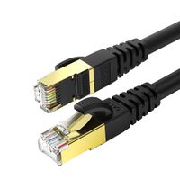 CAT 8 Ethernet Cable 30 Feet  Fastest Black Network Cable Internet Ethernet LAN Cable,High Speed 40Gbps 2000Mhz SFTP LAN Wire Internet Patch Cable with RJ45 Connector for Switch/Router/Gaming