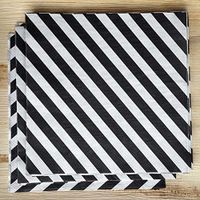 Tableclothsfactory Diagonal Striped Restaurant Party Beverage Paper Napkins - Black and White - 100 PSC