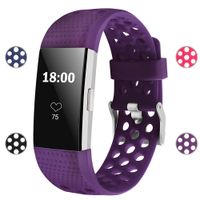 iGK Silicone Replacement Bands Compatible for Fitbit Charge 2, Adjustable Breathable Sport Strap Smartwatch Fitness Wristband with Air Holes All Plum Large