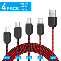 USB C Cable, Type C Cable, 3A Fast Charge, Premium Nylon Braided, 4 Pack (3/6/6/10 FT), Compatible with Samsung Galaxy S10 S9 S8 Plus Note 9 8,Moto Z Z2,LG V30 V20 G5, Google Pixel