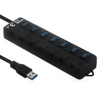 XINDA 7 Ports USB Hub Expansion High Speed USB 3.0 Ultra Slim Data Hub Splitter Switch Lead Adapter Cable for PS3, Xbox, Wii, PC, MAC, Laptop, Notebook, Mac Book, Netbook, Tablet, Tab -Black