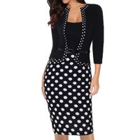 Hemlock Office Lady Dresses Women Formal Dress Business Work Dress 3/4 Sleeve Slim Dress Knee Length Skirt Dresses Black