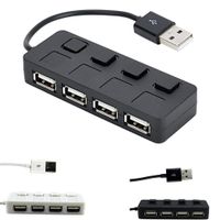 dozenla Computer USB 2.0 Hub Splitter 4 Port Laptop Adapter with On/Off Switch Hubs