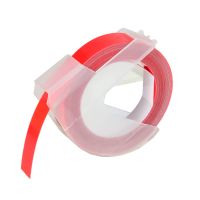 KCMYTONER 1 roll Pack Replace DYMO 3D Plastic Embossing Labels Tape for Embossing White on Red 3/8'' x 9.8' 9mm x 3m 520102 Compatible Dymo Executive III Embosser 1011 1550 1570 1610 Label Markers