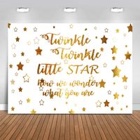 Sensfun 7x5ft Vinyl Golden Glittering Twinkle Little Star White Photography Backdrop Baby Shower Background Newborn Studio Photo Booth