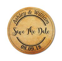 Darling Souvenir Round Double Calligraphy Border Save The Date Stickers Personalized Bride Groom Names and Date Envelope Seals 45 Pcs