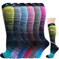 6 Pairs Compression Socks for Women&Men (20-30mmHg)-Best for Running,Travel,Cycling,Pregnant,Nurse (Multicoloured 2, Large/X-Large)
