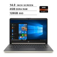 2019 Premium HP 14 Inch Laptop (AMD Ryzen 3 3200U 2.6GHz up to 3.5GHz, AMD Radeon Vega 3 Graphics, 4GB DDR4 RAM, 128GB SSD, WiFi, Bluetooth, HDMI, Windows 10 Home S) (Gold)