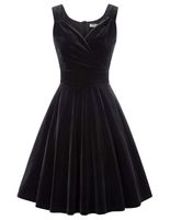 GRACE KARIN 1950s Style Flared A-line Bridesmaids Wedding Dress Size XL Black CL108-1