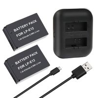 ARyee LP-E12 Battery (2-Pack) and Dual Charger Set Camera Battery Charger Rechargeable for Canon LP-E12 Canon Rebel SL1 EOS-M EOS M2 EOS M10 EOS M50 EOS M100 Mirrorless Digital Camera