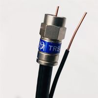 15ft Coax RG-6 Cable w/Ground Messenger 3Ghz 75 Ohm 18AWG UL ETL cm Anti-Corrosion Weather Seal Brass Compression Fittings Satellite TV & Internet Cable Assembled in USA