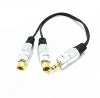SinLoon Premium Pure Aluminium Alloy 3.5mm 1/8 Stereo Male to 2RCA Female Stereo Audio Y Splitter Cable Gold Plated for Smartphones, MP3, Tablets, Home Theater,0.8ft/25cm(3.5M-2RCA F)