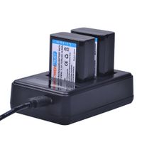 PowerTrust NP-FW50 2-Pack Replacement Battery and LCD Dual USB Charger for Sony Alpha a6500, a6300, a6000, NEX-7, NEX-5N, NEX-F3, NEX-3D, NEX-3DW, NEX-3K, NEX-5C, NEX-5DB, Alpha 7R II Camera
