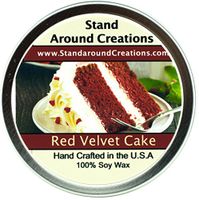 Premium 100% All Natural Soy Wax Aromatherapy Candle - 6 oz Tin Red Velvet Cake: Red Velvet Cake Fragrance is a savory and decadent blend of chocolate cake with sweet cream cheese frosting. Strong and sweet, this is sure to be your new favorite cake scent
