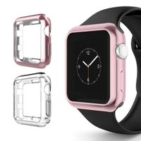 Chrome + Clear Vivid Protection Case [2 Pack] by Tech Express for Apple Watch Series 1, 2 & 3 Cellular LTE/GPS Flexible Bumper Skin [iWatch Gel Cover] Protective Shockproof (Rose Gold/Clear, 38mm)