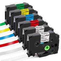 Label KINGDOM Replace Ptouch TZe Tapes 12mm 0.47 Inch Laminated TZe231 TZe131 TZe431 TZe531 TZe631 TZe731 Compatible with Brother P-Touch Label Maker PTH110 PTD210 D400 D600, 8m 26.2 Feet, 6 Pack