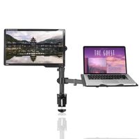 Suptek Full Motion Computer Monitor and Laptop Riser Desk Mount Stand, Height Adjustable (400mm), Fits 13-27 inch Screen and up to 17 inch Notebooks, VESA 75/100, up to 22lbs for Each (MD6432TP004)