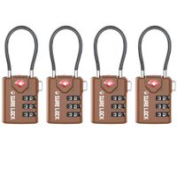 TSA Compatible Travel Luggage Locks, Inspection Indicator, Easy Read Dials - 1, 2 & 4 Pack (Large, BROWN 4 PACK)