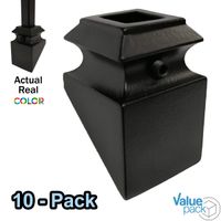 Iron Baluster Shoes (10-Pack) Stair Parts for 1/2" Square Scroll Basket Twist Knuckle Iron Balusters Metal Slant/Angled Shoes (Satin Black)