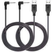 PChero 2 Packs USB Adapter Cord 2.5mm Replacement DC Charger Charging Cable for Rechargeable Wand Massagers - Black