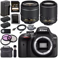 Nikon D3400 DSLR Camera AF-P 18-55mm VR Lens (Black) + Nikon 55-200mm f/4-5.6G ED VR II Lens + EN-EL14 Replacement Lithium Ion Battery + External Rapid Charger + Carrying Case Bundle