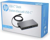 HP Genuine Elite USB-C Dock Station with 65W AC Charger for USB-C Laptops, USB-C to HDMI, DisplayPort, USB-C, USB-A and Ethernet, TPA-B01, 844549-001, Y0K80AA#ABA (Renewed)