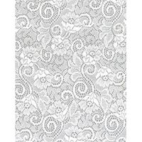 Hampshire Paper 24-Inch-Wide Krystalphane Decorated Cellophane, 1 Roll 100 Feet Long - White Victorian Lace Design