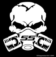 UR Impressions SS Piston Gas Mask Skull Decal Vinyl Sticker Graphics for Cars Trucks SUV Vans Walls Windows Laptop|White|5.5 Inch|UR691