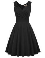 GRACE KARIN Women's Retro Cocktail Swing Party Dress Size 2XL Black CL698-1