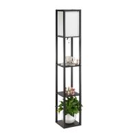 CO-Z Floor Lamp, Etagere Lamp with Shelves, Standing Lamp with 3 Wood Display Storage Shelves for Bedroom Bedside Corner Living Room, Simple Modern Floor Lights with LED Bulb