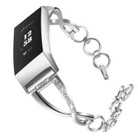 Aresh Compatible for Fitbit Charge 3 Bands, Crystal Rhinestone Jewelry Replacement Strap for Fitbit Charge 3/Charge 3 SE Fitness Tracker (Silver, L)