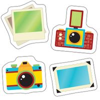 Carson Dellosa - Hipster Cameras & Photo Mini Colorful Cut-Outs, Classroom Décor, 36 Pieces