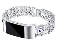 Kaleidoc Bands Compatible Fitbit Charge 2 - Metal Replacement Wristband with Premium Rhinestone Crystals, Adjustable Classy Bracelet Strap Compatible Fitbit Charge 2 Bands