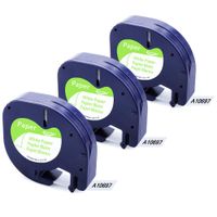 3-Pack Replacement for DYMO Letratag Refill 91330 Black on White Paper Label Tape Compatible DYMO LetraTag Label Makers LT-100H(Plus) LT-100T(Plus) QX50, 1/2'' W x 13' L (12mm x 4m) Paper Refills