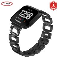 FunBand for Fitbit Versa Strap Bands for Women, Stainless Steel Bling Replacement Band Accessories Bracelet with D-Link Rhinestones Diamond for Fitbit Versa Watch Band