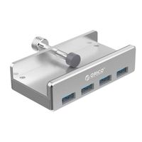 ORICO USB 3.0 HUB, Monitor-Edge and Desk-Edge USB 3.0 4-Port Clip-Type Hub, Extra Power Supply, Space-Saving, Compact USB 3.0 Clamp Hub, Ultra-Portable Travel Hub for Laptop