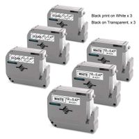 M Tape Compatible Brother P-Touch M Series Tape  MK131 MK231, 12mm 0.47inch, Black on Clear/White, Compatible with Brother Label Makers PT-M95 PT-90 PT-70BM PT-65 PT-85 and More, 6-Pack