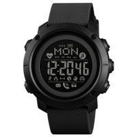 Tonnier Smart Watch Compass Pedometer Bluetooth LED Display Heart Rate Calories Clock for iOS and Android with Silicone Band Black Matte case