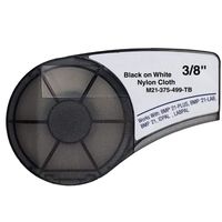 SIKOT M21-375-499-TB Cartridge with Ribbon High Adhesion Nylon Label Tape,Black on White Nylon Cloth Film Compatible with BMP21-PLUS/ID PAL,BMP21-LAB/LABPAL Portable Label Printer-16'Length 3/8" Width