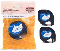 2/Pack LM Tapes - Premium Black on White Polyester Compatible Tape for LetraTag Printers, Replaces Dymo 91331 Letra TAG