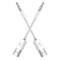 for iPod Shuffle Cable, 2-Pack 3.5mm Jack Plug to USB Charger + SYNC Data Replacement Cable Compatible for Apple iPod Shuffle 3rd 4th 5th Generation MP3/MP4 - White