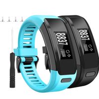 HSWAI Compatible Bands Replacement for Garmin Vivosmart HR,Soft Silicone with Metal Buckle Wristband for Garmin Vivosmart HR(Black&Teal)
