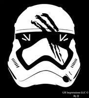UR Impressions Storm Trooper Finn's Blood Smeared Helmet Decal Vinyl Sticker Graphics for Car Truck SUV Van Wall Window Laptop Tablet|White|5.5 X 5 inch|JJURI003