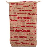JAM PAPER Christmas Favor Pouches with Drawstring - 5 1/2 x 9 - Natural Brown Burlap - Sold Individually