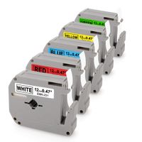 M Tape 12mm 0.47 Compatible Brother M Series Tape MK231 MK431 MK531 MK631 MK731, 12mm x 8m for Brother Label Maker Ptouch PT-90 PT-M95 PT-45M PT-65, 5 Color